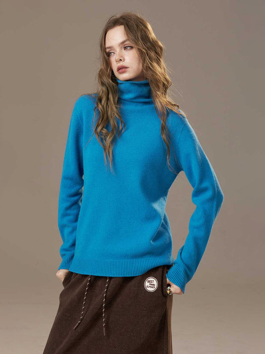 Soft Wool Turtleneck Sweater Solid Color Versatile