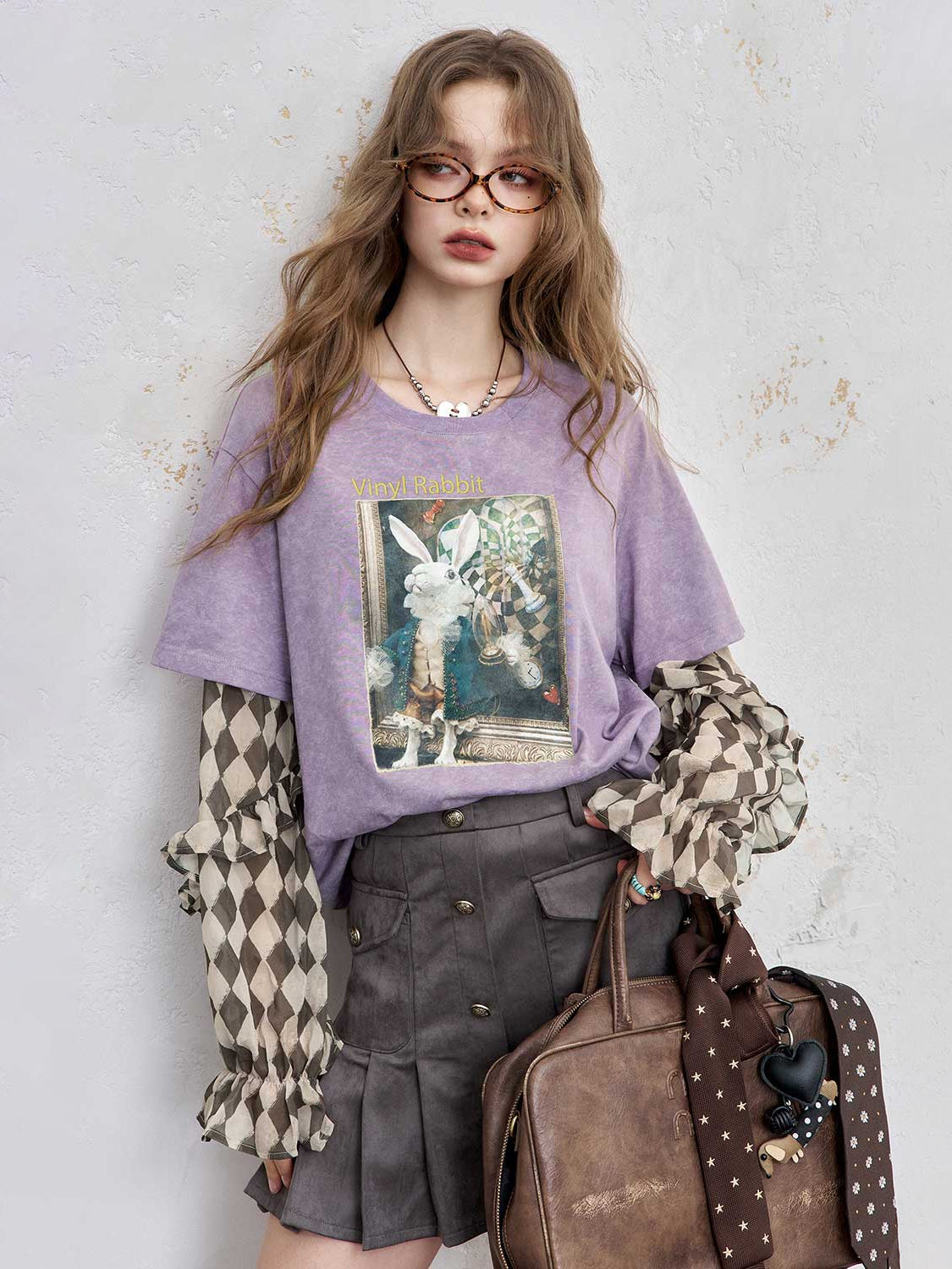 Y2K Cotton Drop Shoulder Faux Layered Graphic Print T-Shirt