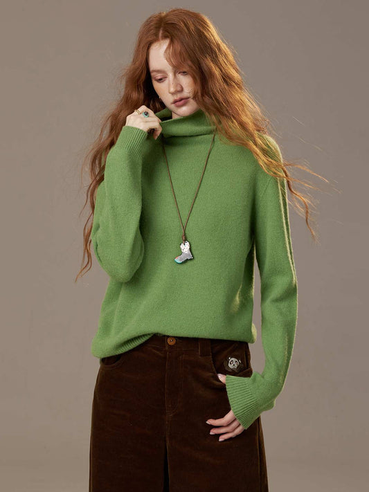 Soft Wool Turtleneck Sweater Solid Color Versatile