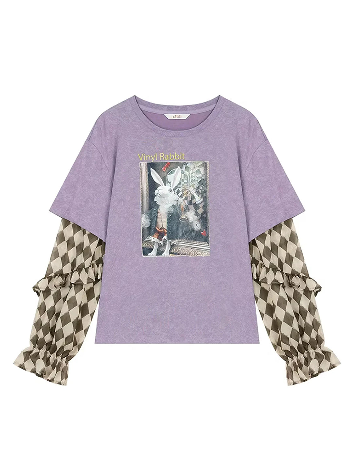 Y2K Cotton Drop Shoulder Faux Layered Graphic Print T-Shirt